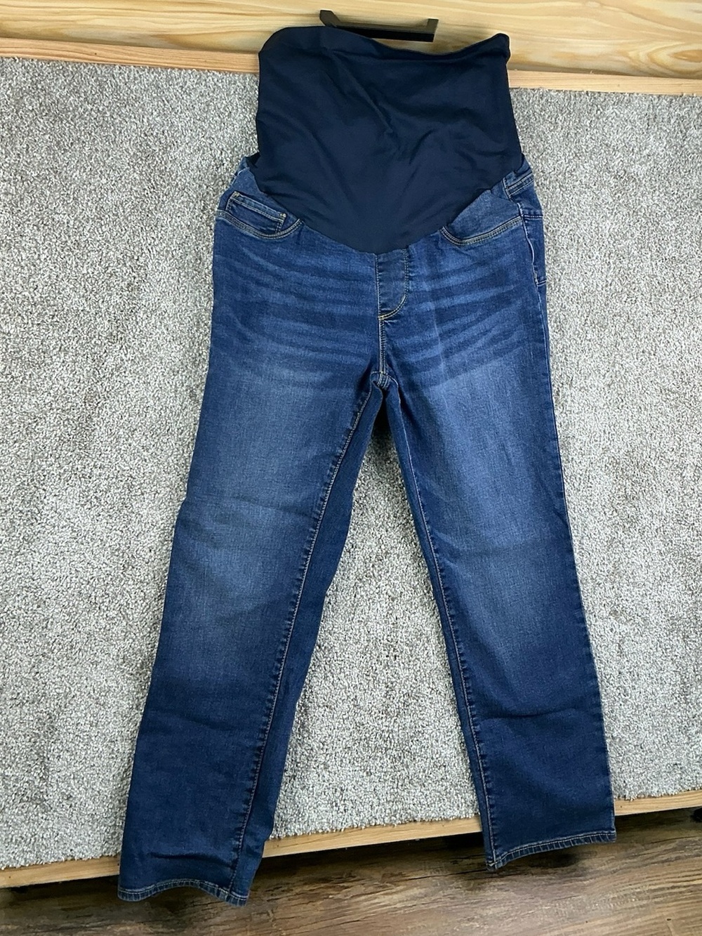 Maternity Dark Blue Denim Jeans with Over-Belly Panel